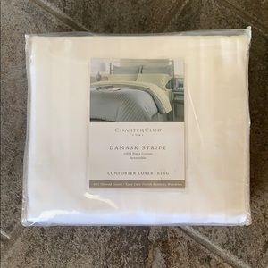 Brand New Damask Stripe King Duvet Cover 400 count